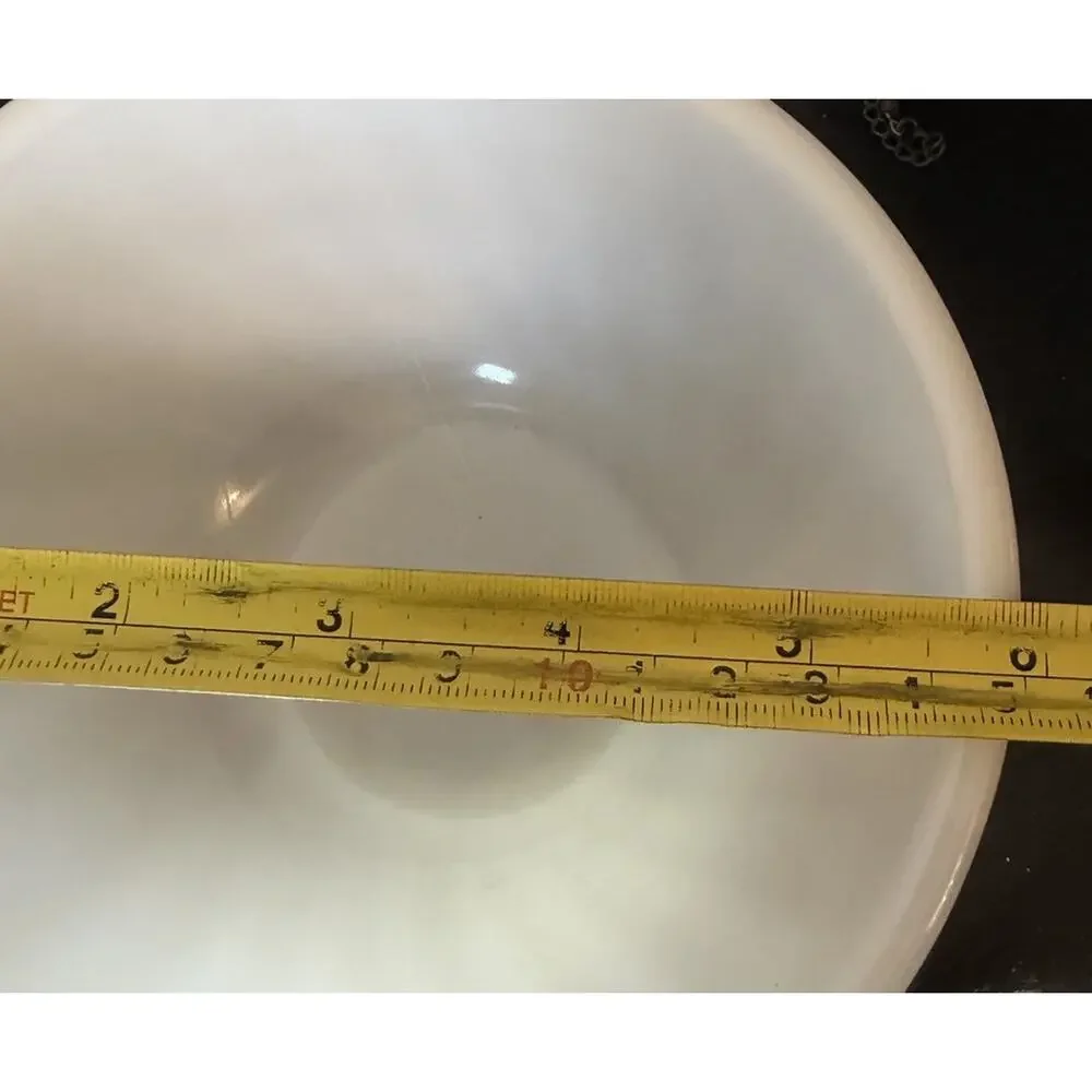 2 Vintage 1950's Anchor Hocking Fire King White Milk Glass Swirl Mixing Bowls